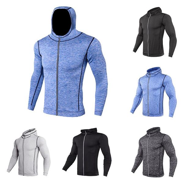 

running jackets 1pcs fitness training long sleeve zipper casual hoodie quick-drying sports jacket men's s21, Black;red