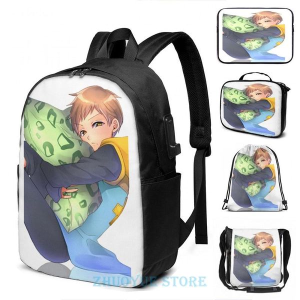 

backpack funny graphic print seven deadly sins - king usb charge men school bags women bag travel laptop