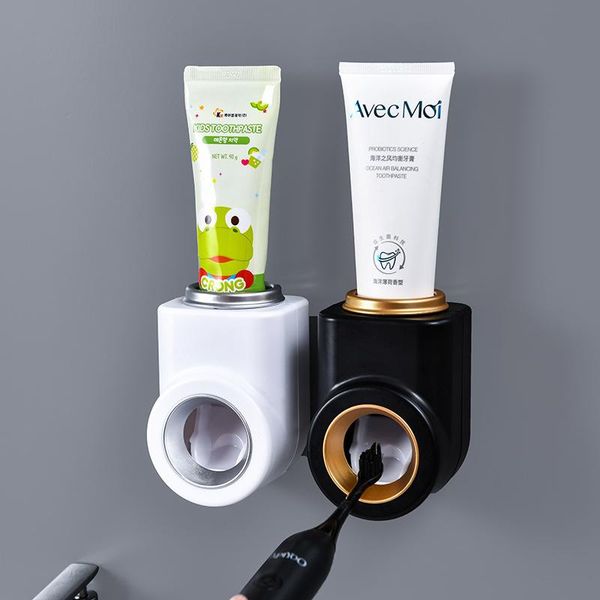 

toothbrush holders automatic toothpaste dispensing squeezer wall-mounted dustproof storage rack bathroom accessories set dispenser