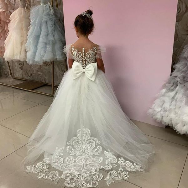 

girl's dresses ivory lace kids first communion nude crystal pearls satin belt baptism dress little bride wedding girl, Red;yellow