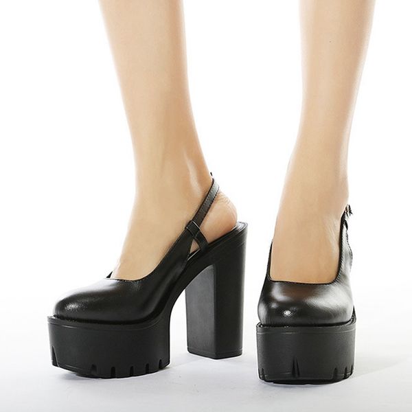 

sandals big size 42 female black buckle slip on platform pumps women office lady stylish mature shoes woman