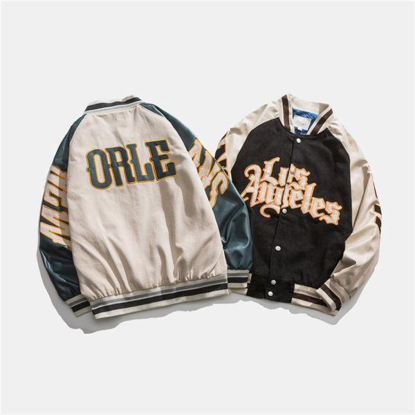 

men's jackets embroidery baseball jacket women coat couple bomber 2021 autumn boyfriend style varsity hiphop streetwear, Black;brown