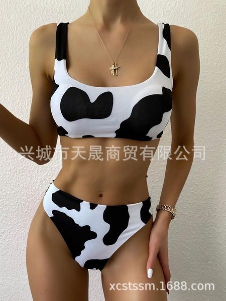 

cow print bikini 2021 beach split swimsuit, White;black