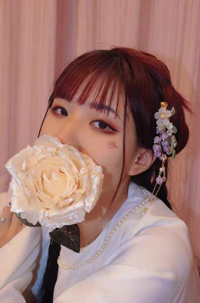 

hair clips & barrettes purple flower headdress chinese style side clip sticks styling hanfu piece for travel pography aic88, Golden;silver