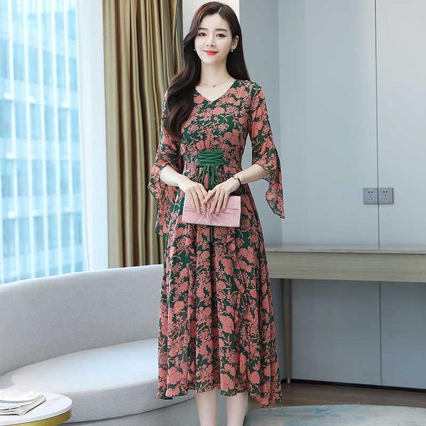 

party dresses floral chiffon boho midi dress 2021 summer elegant women beach sundress plus size casual chic bodycon vestidos vintage, White;black