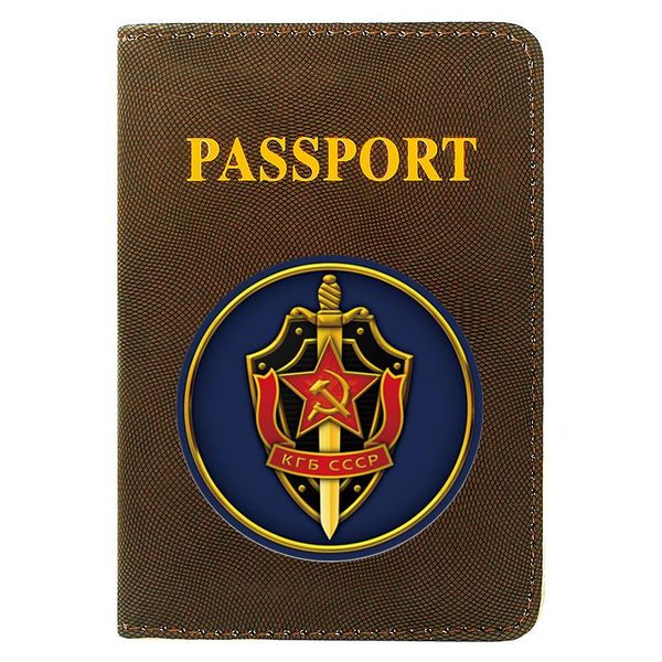 

card holders retro cccp special forces passport cover pu leather travel id holder pocket wallet bags, Brown;gray