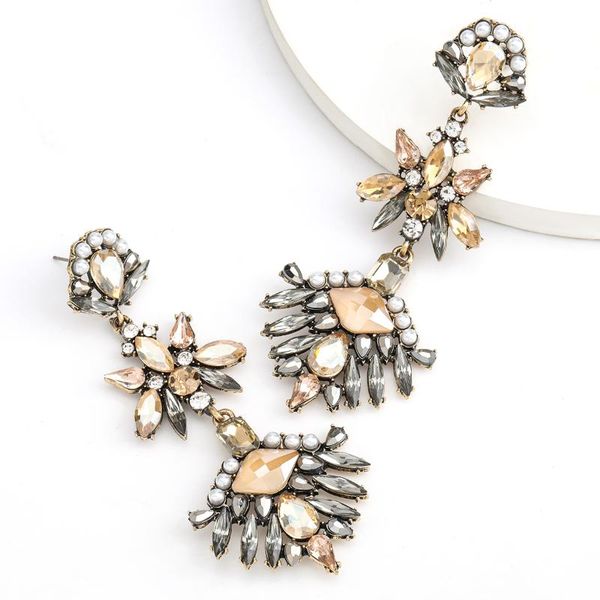 

dangle & chandelier fashion exaggerated color rhinestone geometric earrings bohemian retro party exquisite shiny accessories, Silver