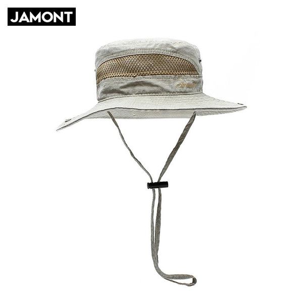 

cloches [jamont] outdoor men visor mesh bucket hat hiking hats panama cap cotton wide brim fishing casual flat caps