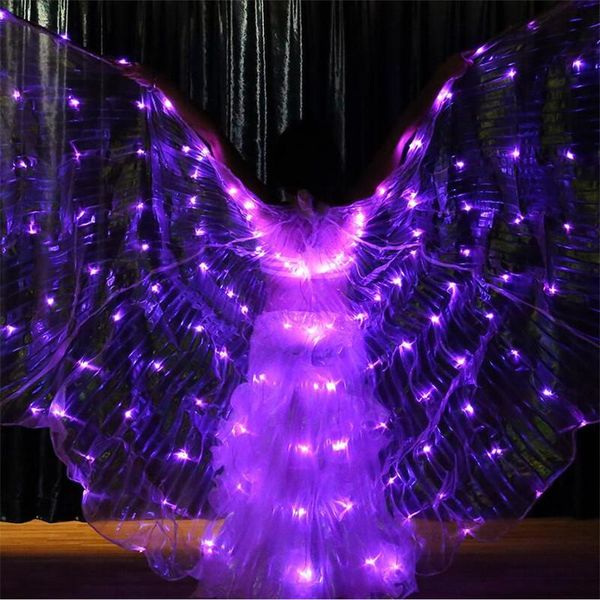 

party decoration k04 bellydance 6 colors change colorful led light wings perform dress butterfly wears costumes bar luminous cloak