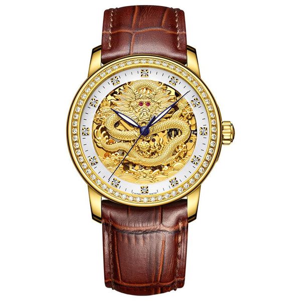 

wristwatches brand high-end men watch automatic mechanical jade wristwatch women luxury gift couple clock business tough 1963 watches, Slivery;brown
