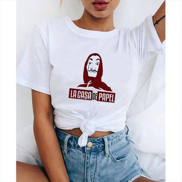 

la casa de papel robbery womens t shirts tees tv station ciao streetwear paper house funny harajuku top, White