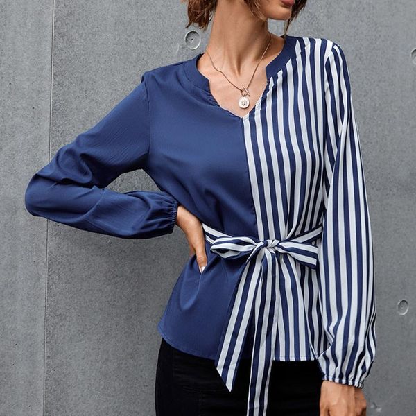 

women's t-shirt autumn winter striped t-shirts casual fashion and split joint ladies office female 2021, White