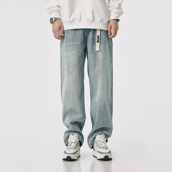 

men's jeans street style fashion men retro blue loose fit hip hop vintage designer casual wide leg denim pants baggy trouser