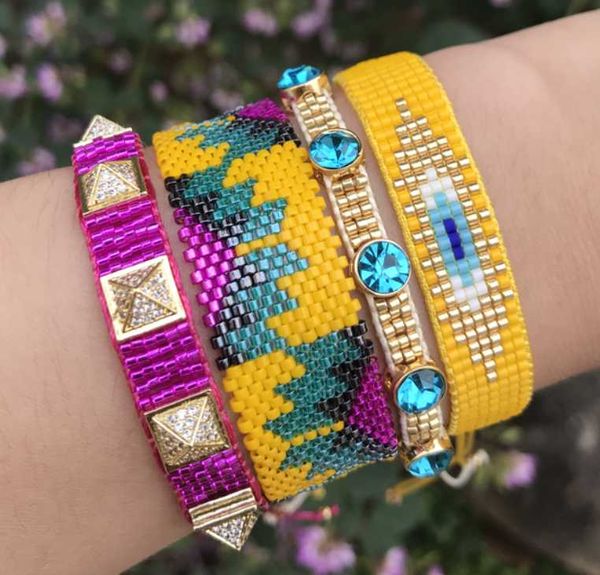

tennis color eyes miyuki bracelet hand-woven rivet beads jewelry set, Golden;silver