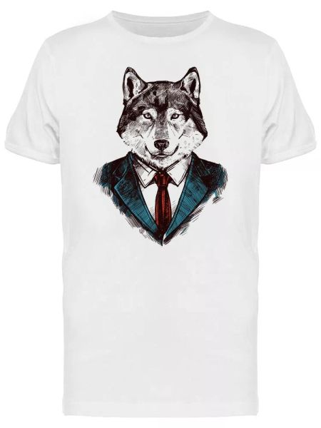 

business wolf in a suit men's tee -image by shutterstock, White;black