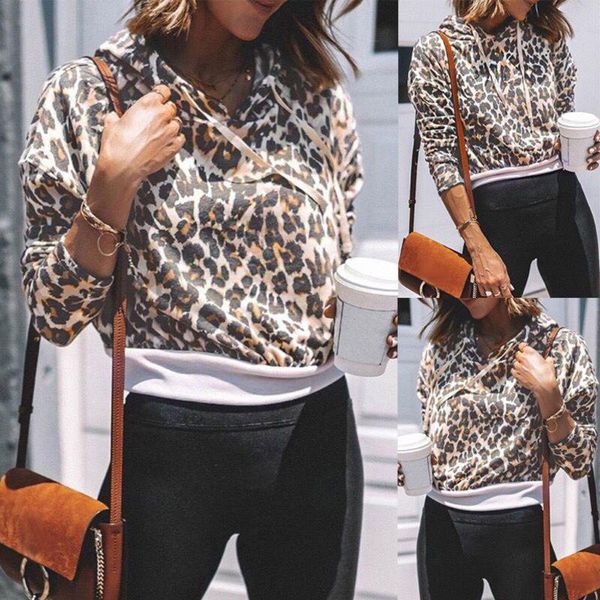 

women's hoodies & sweatshirts print pullover 2021 women fashion sweatshirt womens long sleeves leopard easy hooded, Black