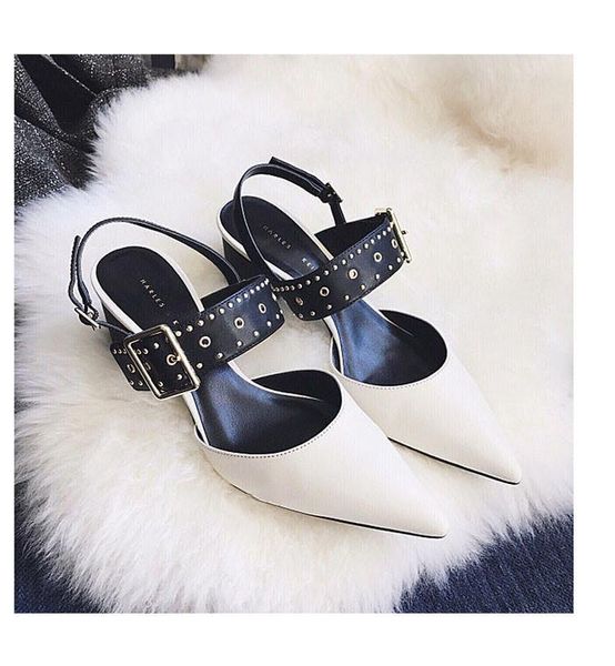 

dress shoes summer womens pointed thick high heel sandals ladies zapatos de mujer high-heel luxury women, Black