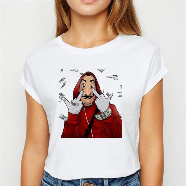 

la casa de papel mens and women trendy oversize spring summer harajuku funny spoof printing graphic o neck, White;black