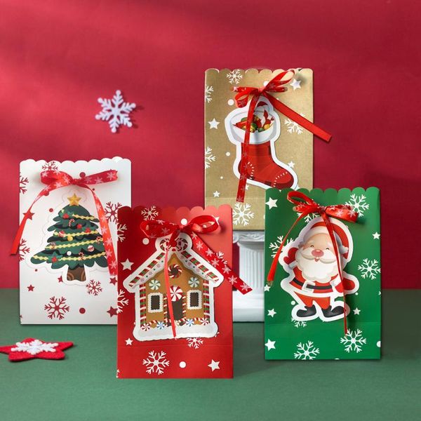

christmas decorations 2/4 pieces gift bag candy box paper holiday packaging