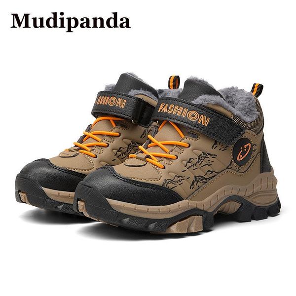 

athletic & outdoor children winter sneakers kids sports hiking boots teen mountain climbing trekking shoes boys warm snow non-slip, Black