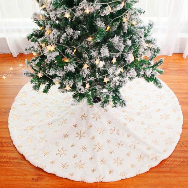 

christmas decorations 78/122cm white flannel embroidered snowflake tree skirt year home decoration tool super soft cover