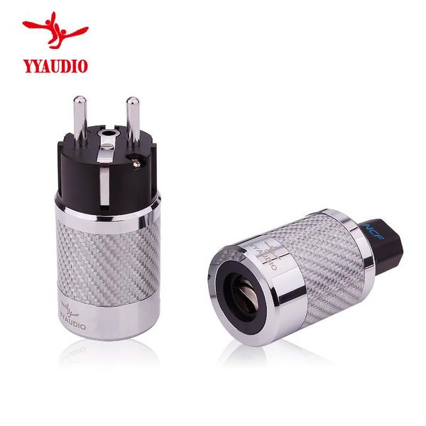 

smart power plugs yyaudio one pair hi-end carbon fiber rhodium plated eu mains connector female iec plug hifi