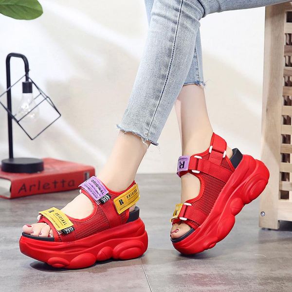 

12cm/4.68 inch height women's fashion shoes high heels wedge sandals thick bottom, Black