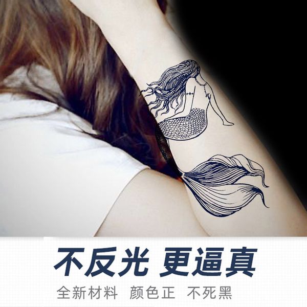 

herbal juice paste mermaid tattoo half flower arm waterproof durable female sticker