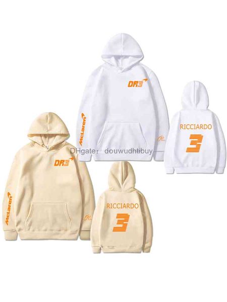 

f1 autumn winter mclaren daniel ricciardo 3 hoodie downhill cotton moto motorcycle racing team uniform outdoor sports jersey, Black