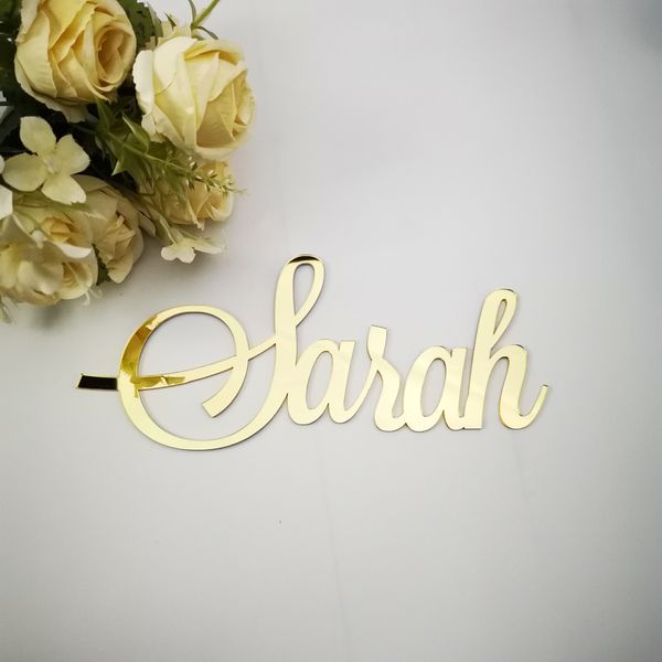 Segni personalizzati per nome in oro con specchio per baby shower, lettere personalizzate in acrilico con nome per bambini, decorazioni per nomi in argento da parete 210408