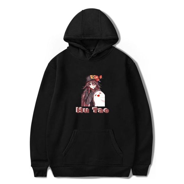 

men's hoodies & sweatshirts hu tao hoodie aesthetic casual harajuku clothing fashion printed sweatshirt kawaii genshin impact streetw, Black