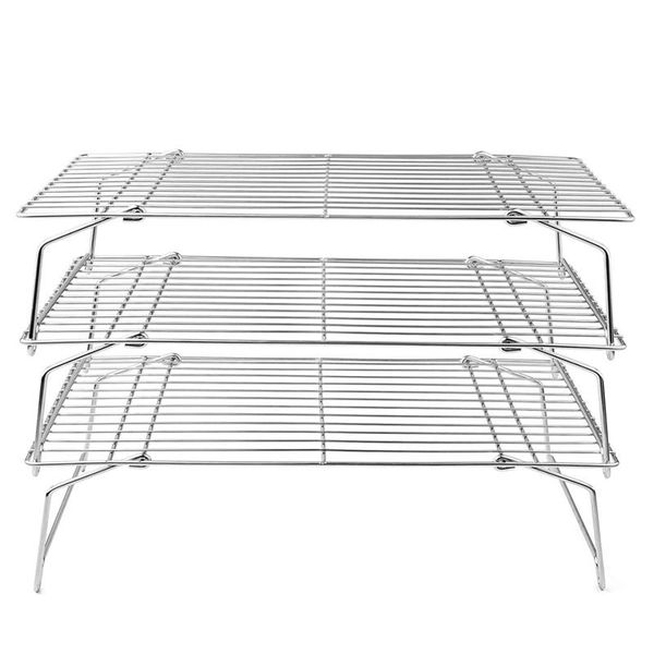 

kitchen storage & organization cooling rack,3-tier stainless steel oven rack,collapsible&expanded grilling racks for cake,cookie&bread