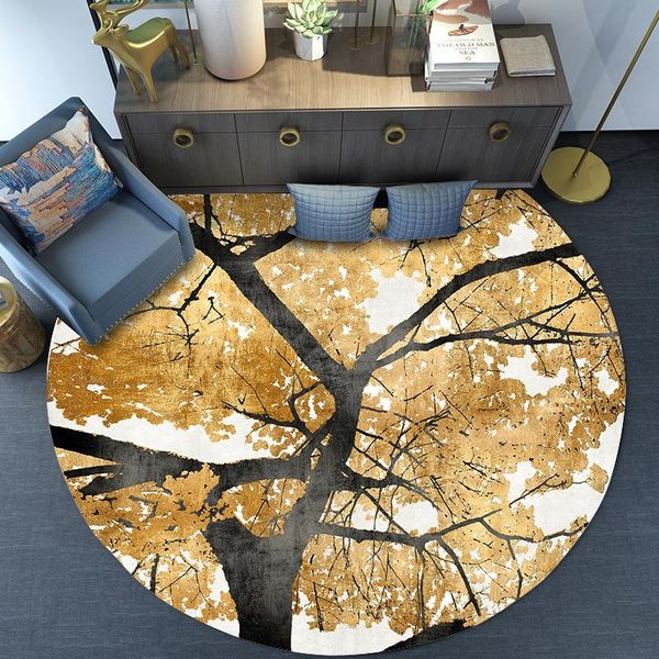 

carpets golden leaves round carpet hanging basket chair stool table anti slip mat