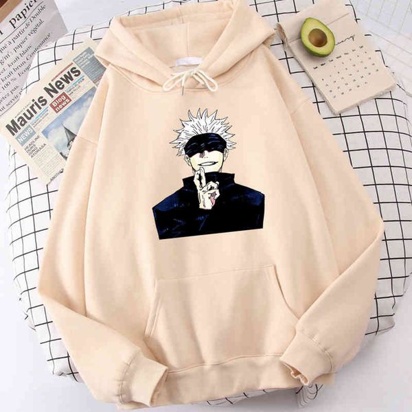 

anime jujutsu kaisen print men clothing personality casual sweatshirts crewneck pocket hoodi loose fce autumn hoody men's, Black