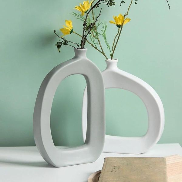

vases nordic ins hollow irregular ceramic art vase minimalist dried flower arrangement ornaments living room furnishings home decor
