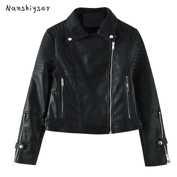 

women's leather & faux streetwear autumn women soft jacket short coat pu motorcycle zipper punk black white pink outerwear