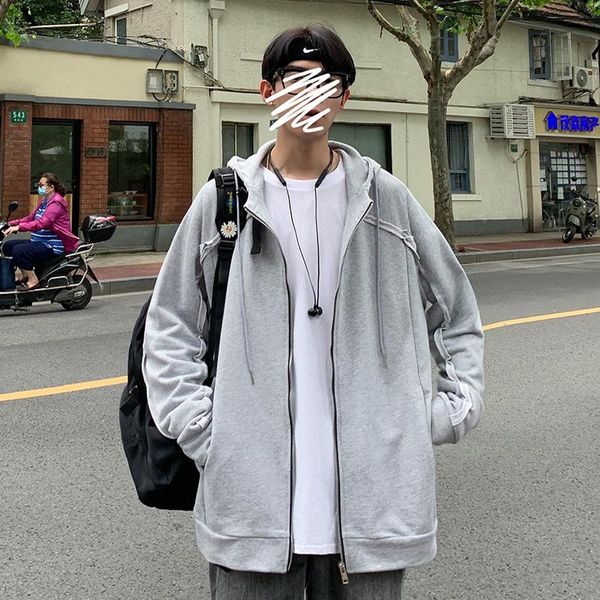 

men's hoodies & sweatshirts autumn cardigan fashion multicolor casual hooded sweatshirt men streetwear loose zipper hoodie mens hoody m, Black
