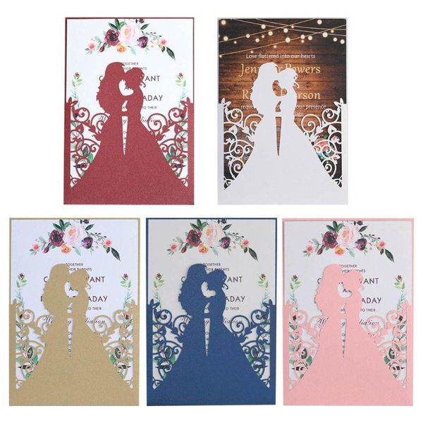 

greeting cards 20pcs/set bride groom wedding invitations blank card invite envelopes bridal shower engagement party supplies