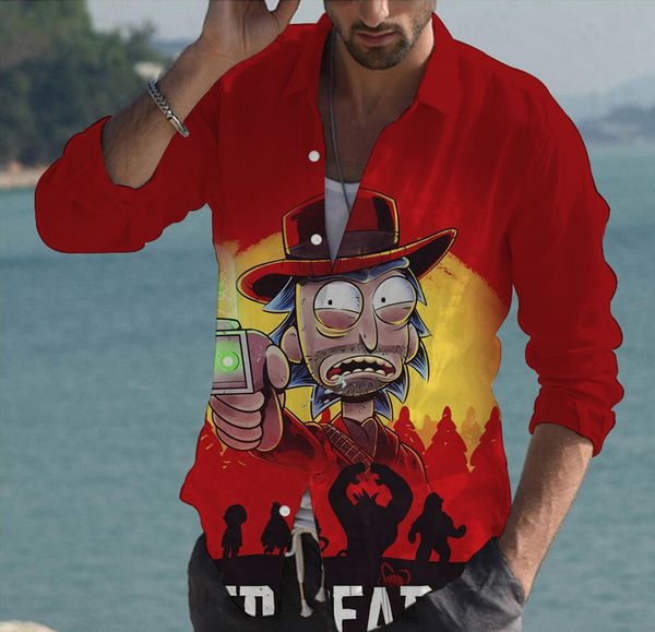 

denim anime gold flower stripe pattern men's long-sleeved shirt high-quality comfortable fit fashion retro style travel office entertai, White;black