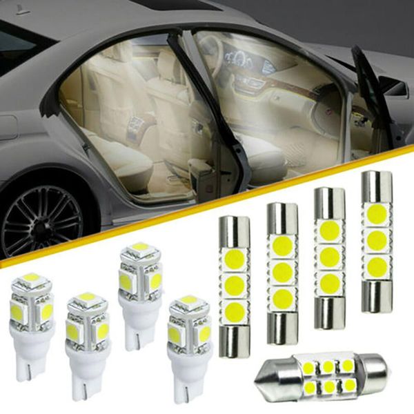 

working light car 9pcs/set white 6000k led interior lights kit license plate dome high quality