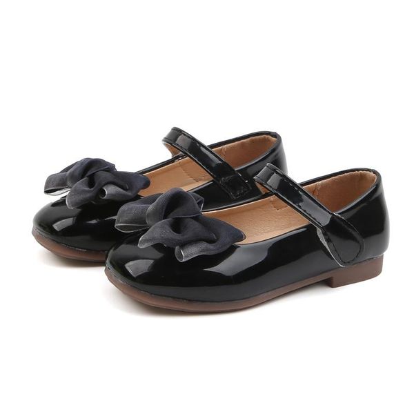 

bekamille kid sandals for girls princess shoes fashion solid color children bow little leather toddler flat, Black;grey