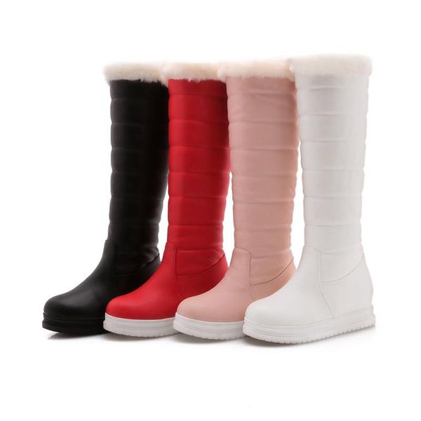 

winter products foreign trade students flat-bottomed large size 40-43 high-tube snow boots, Black