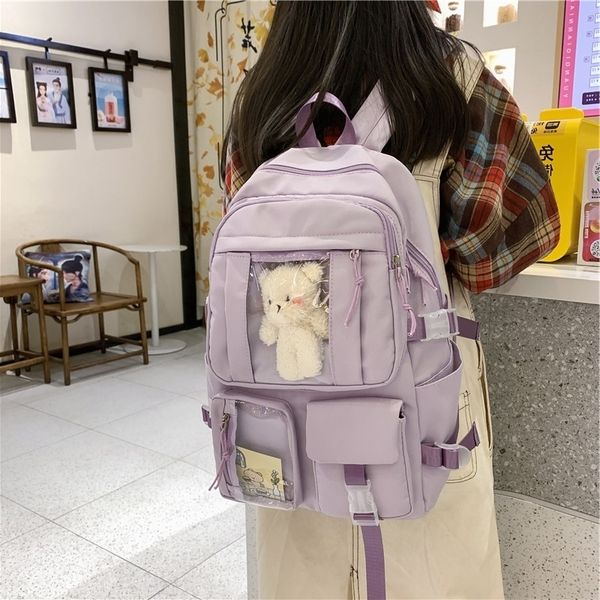 

a lovely cartoon girl student transparent backpack korean high school schoolbag