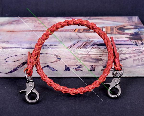 

keychains 22" trigger biker genuine leather handmade braided twisted trucker key jeans wallet chain, Silver