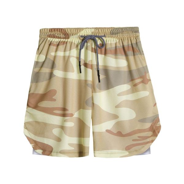

running shorts mens gym work out short homme plus size camo 2 in 1 double-deck quick dry basketball soccer training, Black;blue