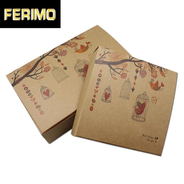 

gift wrap 160pcs/ lot brown kraft paper cardboard box for jewelry storage packing printed flower wedding party favors package