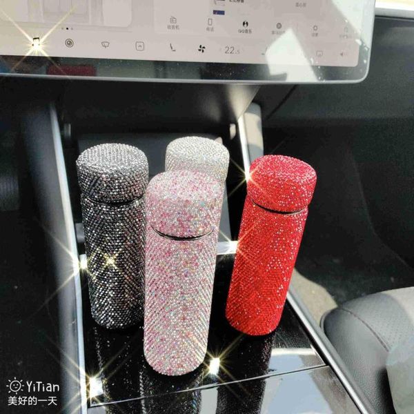 

water bottles mini pocket mug vacuum diamond-studded stainless steel coffee cup gift custom logo