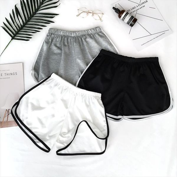 

summer high street casual shorts womens romper loose solid soft beach white egde female, Black;white