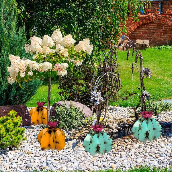 

est metal cactus for garden lawn ornaments rustic 11x9" mini figurines outdoor patio yard home decoration decorations