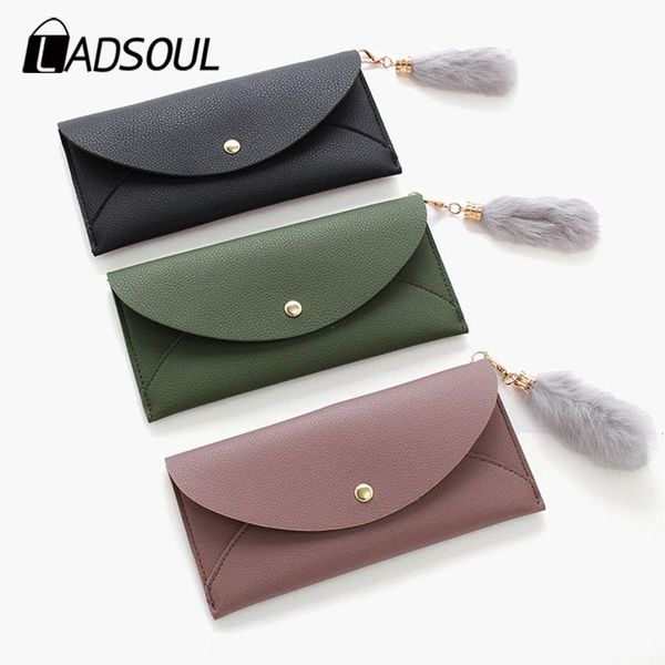 

wallets ladsoul 2021 ladies wallet female long student simple personality multi-function ultra-thin women clutch bag, Red;black